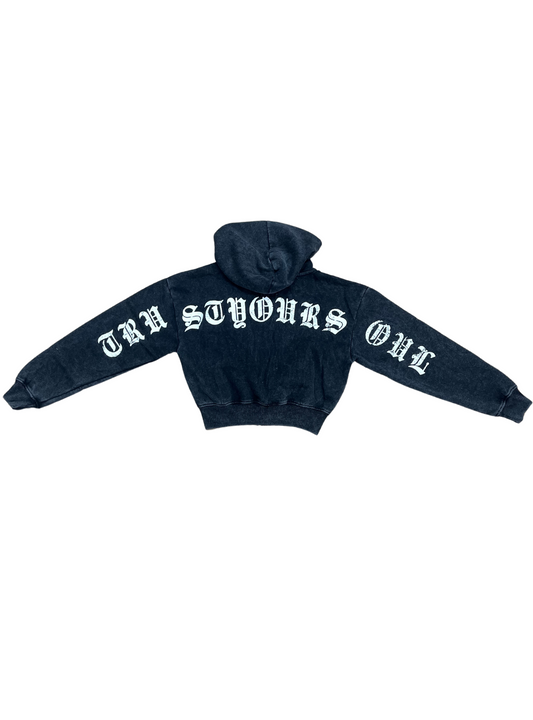 Red Fox Cropped Zip-Up Hoodie