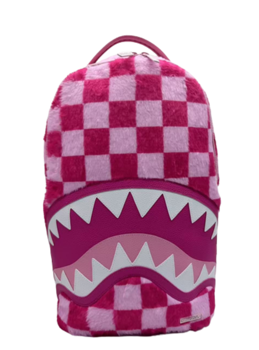 PINK FUR CHECK BACKPACK (B8179)