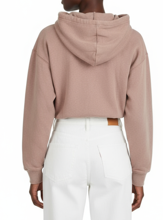 Mineral wash fleece crop zip hood (ST3522M)