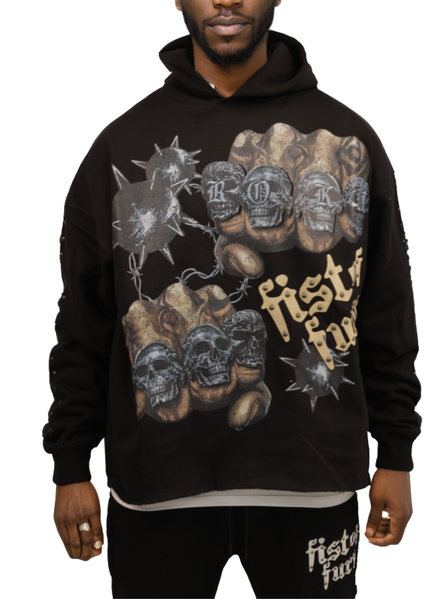 FIST OF FURY CROPPED FLEECE HOODIE (RK5481749)