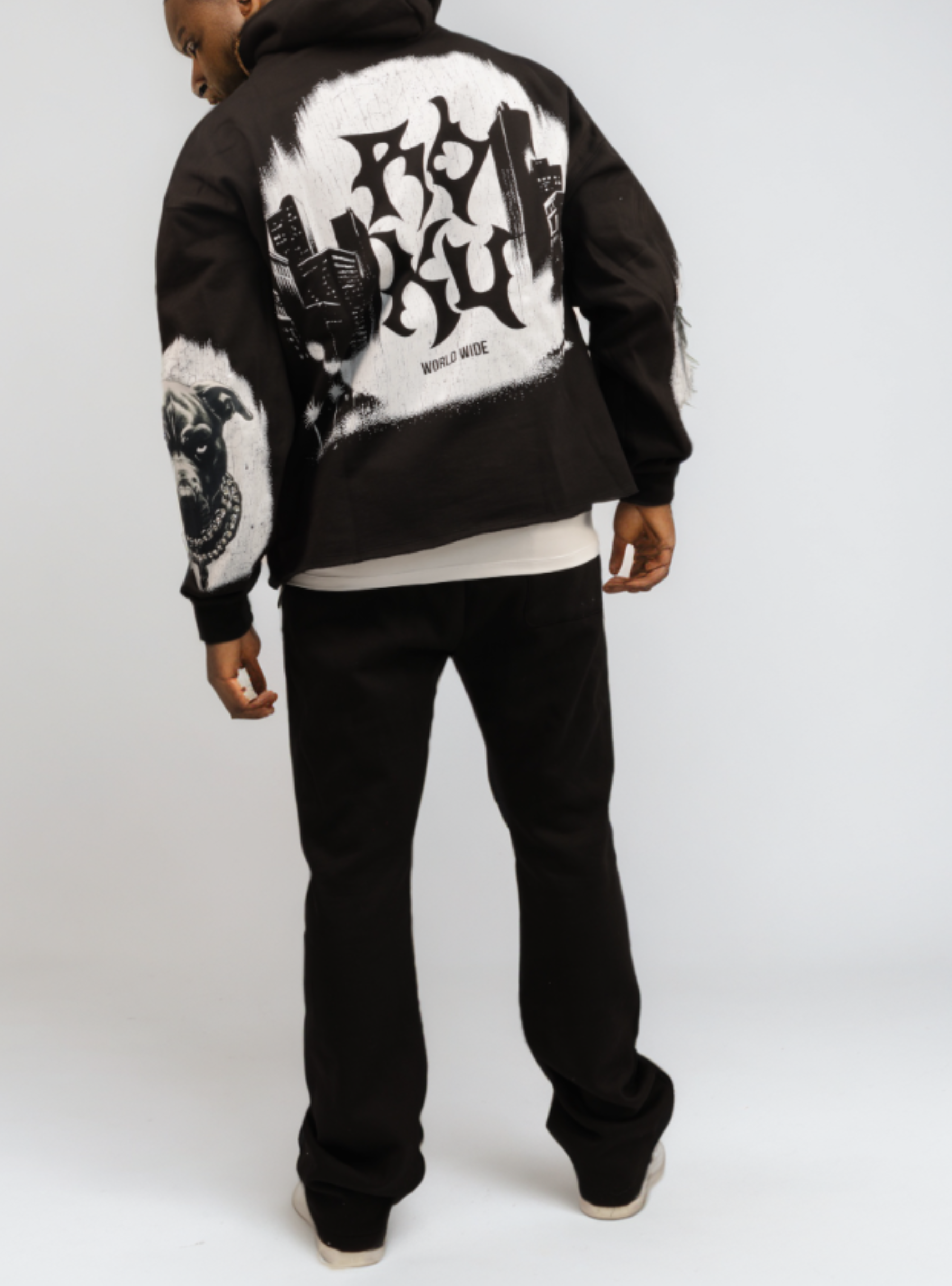 白*人様 BALLAHOLIC Hoodie L 黒 Stussy 8 Ball Pigment Dyed Full Zip White Hoodie