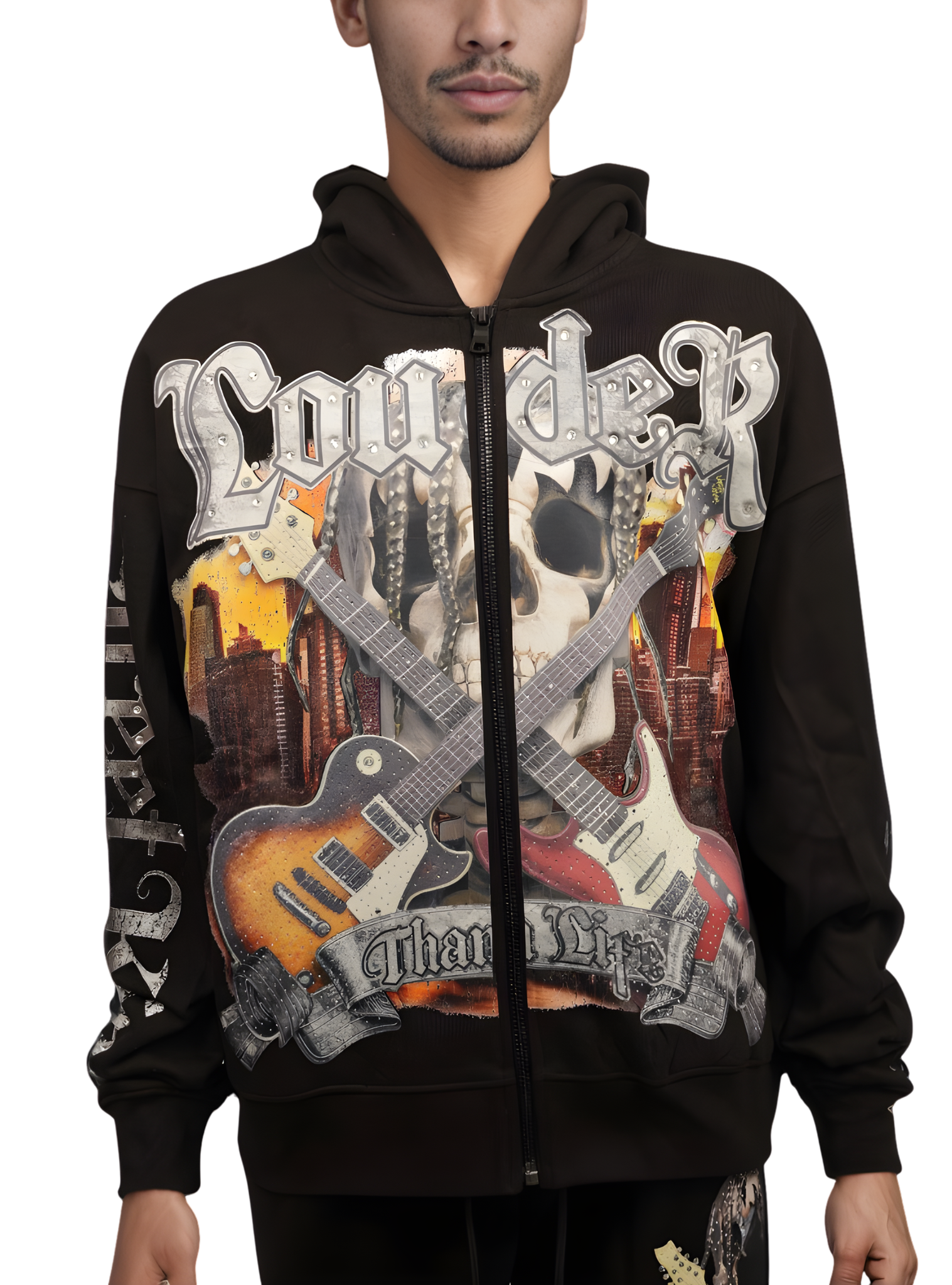 Louder then life cropped zip hoodie (RK5481854)