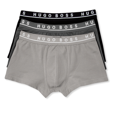 Hugo Boss Cotton Stretch Grey/Charcoal/Black Men Boxer Trunk 3-Pack