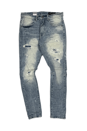 Slim Tapered Distressed Rip & Repair Jeans